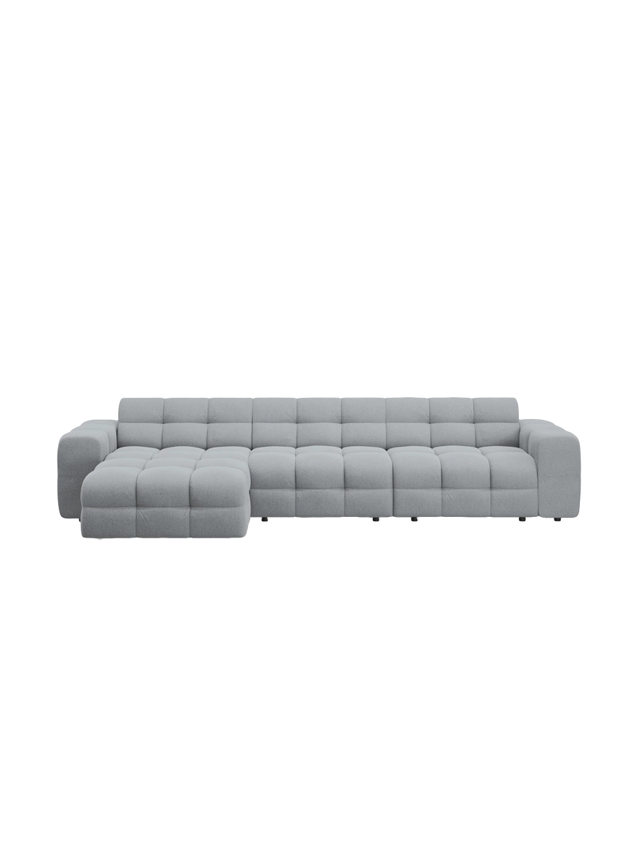 
Design Ecksofa „Kendal“ (5-Sitzer) - Strukturstoff Platin / Eckteil links