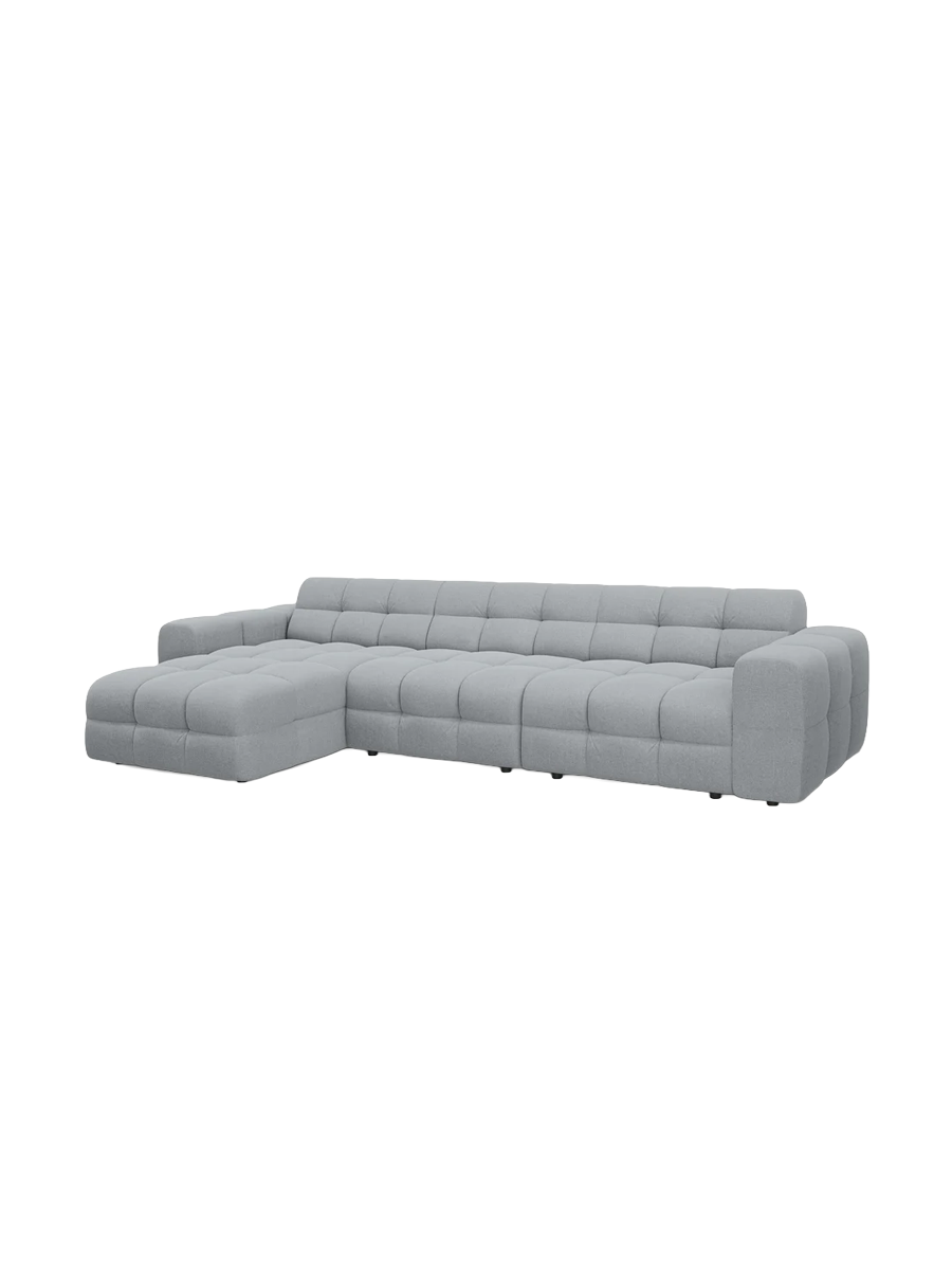 
Design Ecksofa „Kendal“ (5-Sitzer) - Strukturstoff Platin / Eckteil links