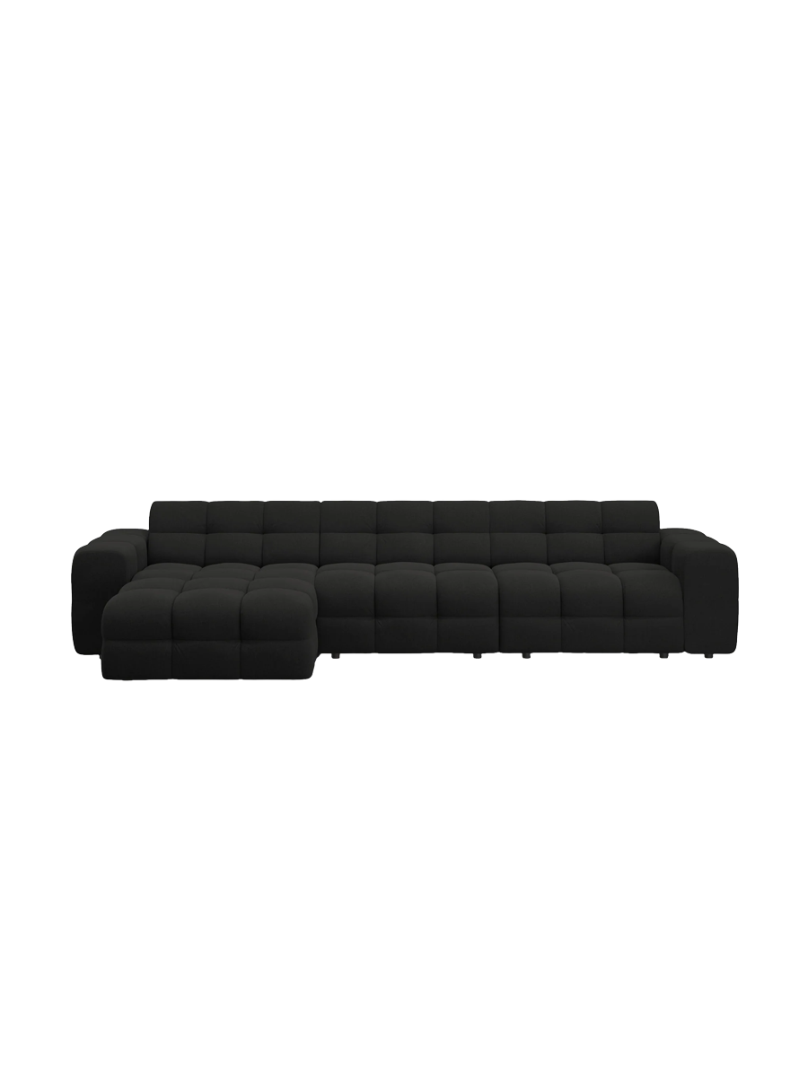 
Design Ecksofa „Kendal“ (5-Sitzer) - Strukturstoff Schwarz / Eckteil links
