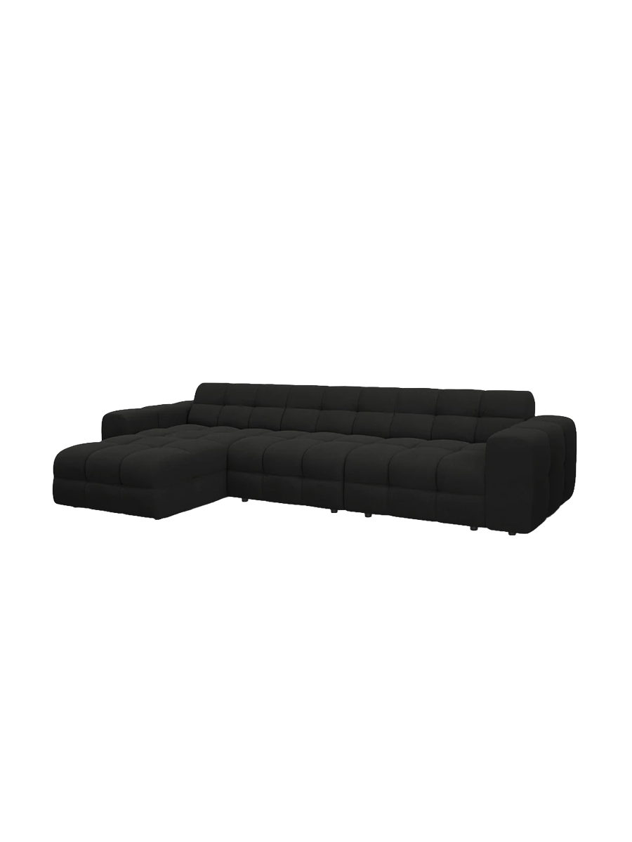 
Design Ecksofa „Kendal“ (5-Sitzer) - Strukturstoff Schwarz / Eckteil links