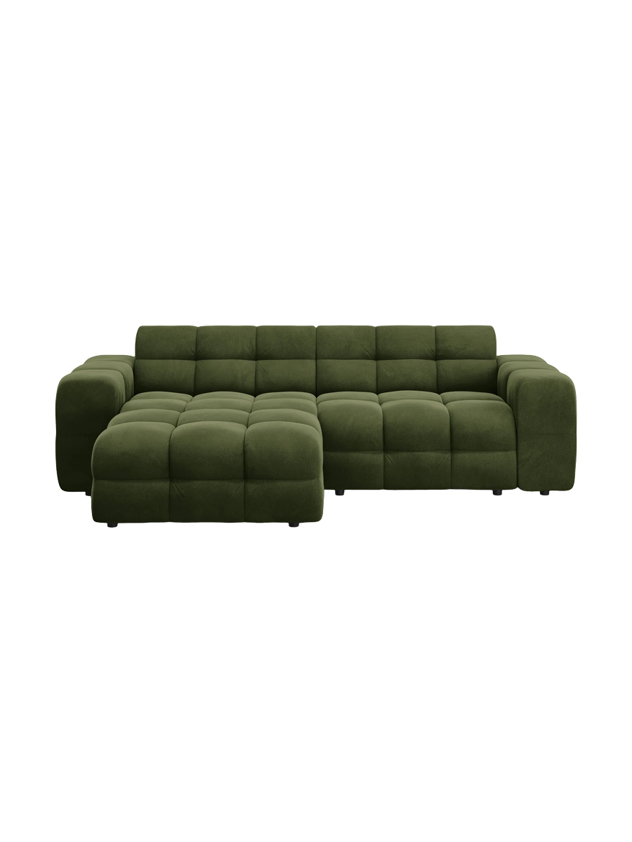 
Design Ecksofa „Kendal“ (4-Sitzer) - Samt Armeegrün / Eckteil links