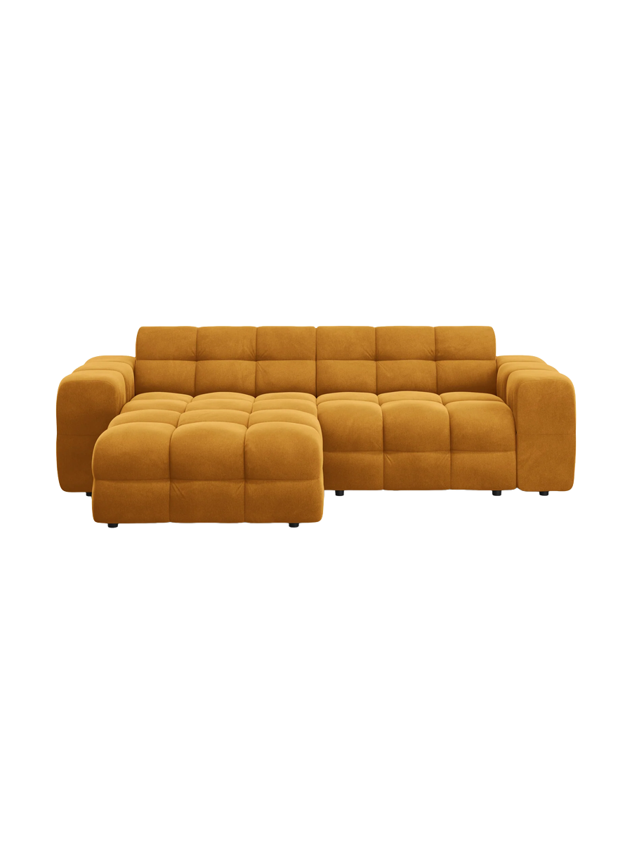 
Design Ecksofa „Kendal“ (4-Sitzer) - Samt Mustard / Eckteil links