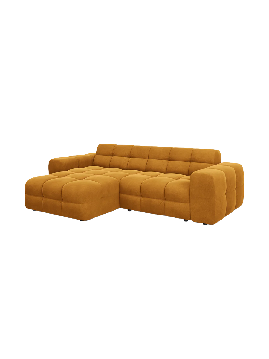 
Design Ecksofa „Kendal“ (4-Sitzer) - Samt Mustard / Eckteil links