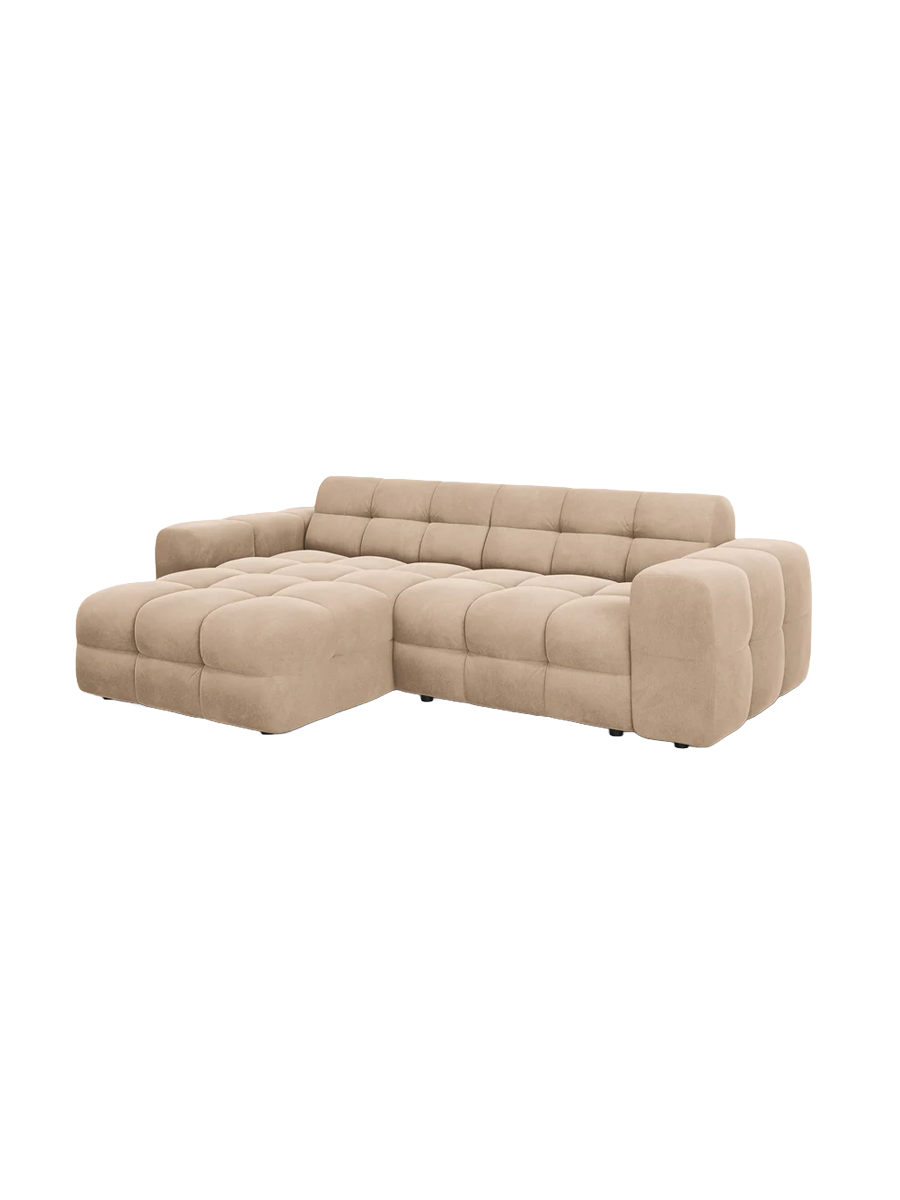 
Design Ecksofa „Kendal“ (4-Sitzer) - Samt Beige / Eckteil links