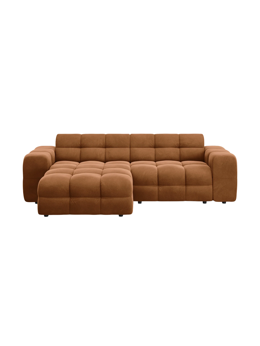 
Design Ecksofa „Kendal“ (4-Sitzer) - Samt Camel / Eckteil links
