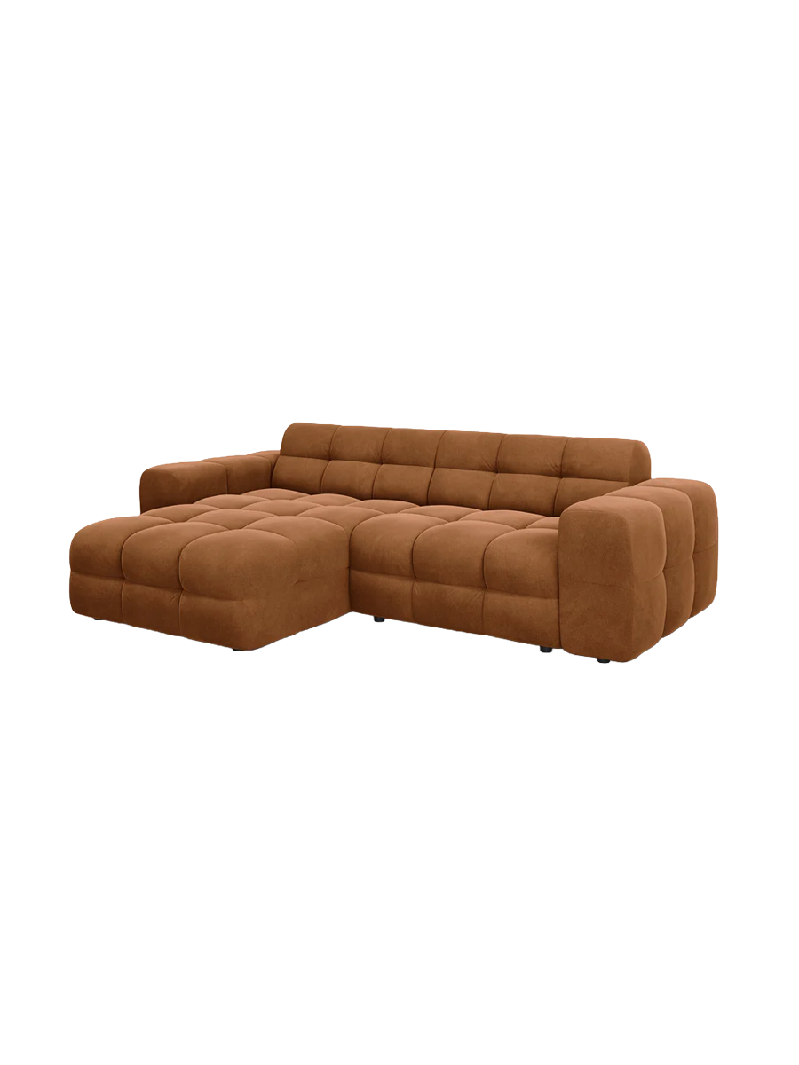 
Design Ecksofa „Kendal“ (4-Sitzer) - Samt Camel / Eckteil links