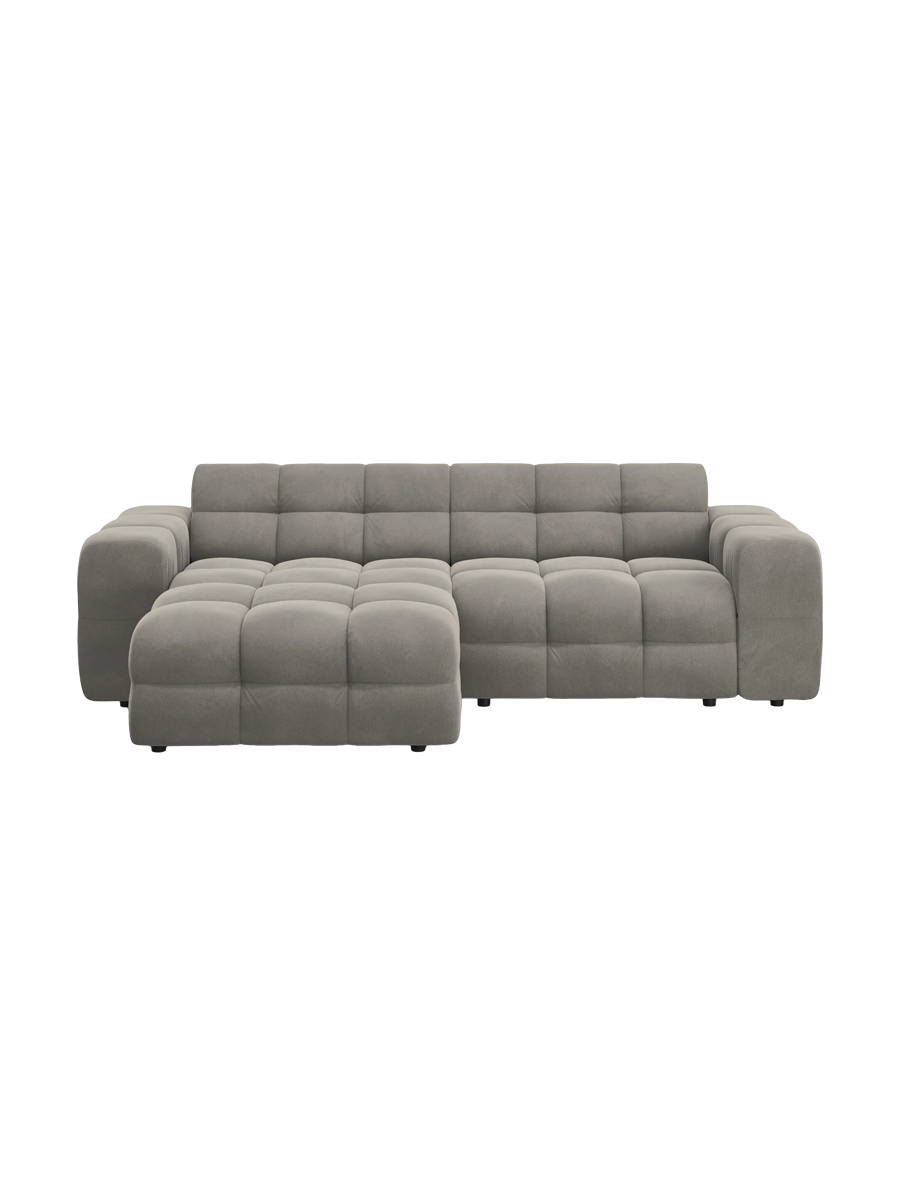 
Design Ecksofa „Kendal“ (4-Sitzer) - Samt Dunkelgrau / Eckteil links