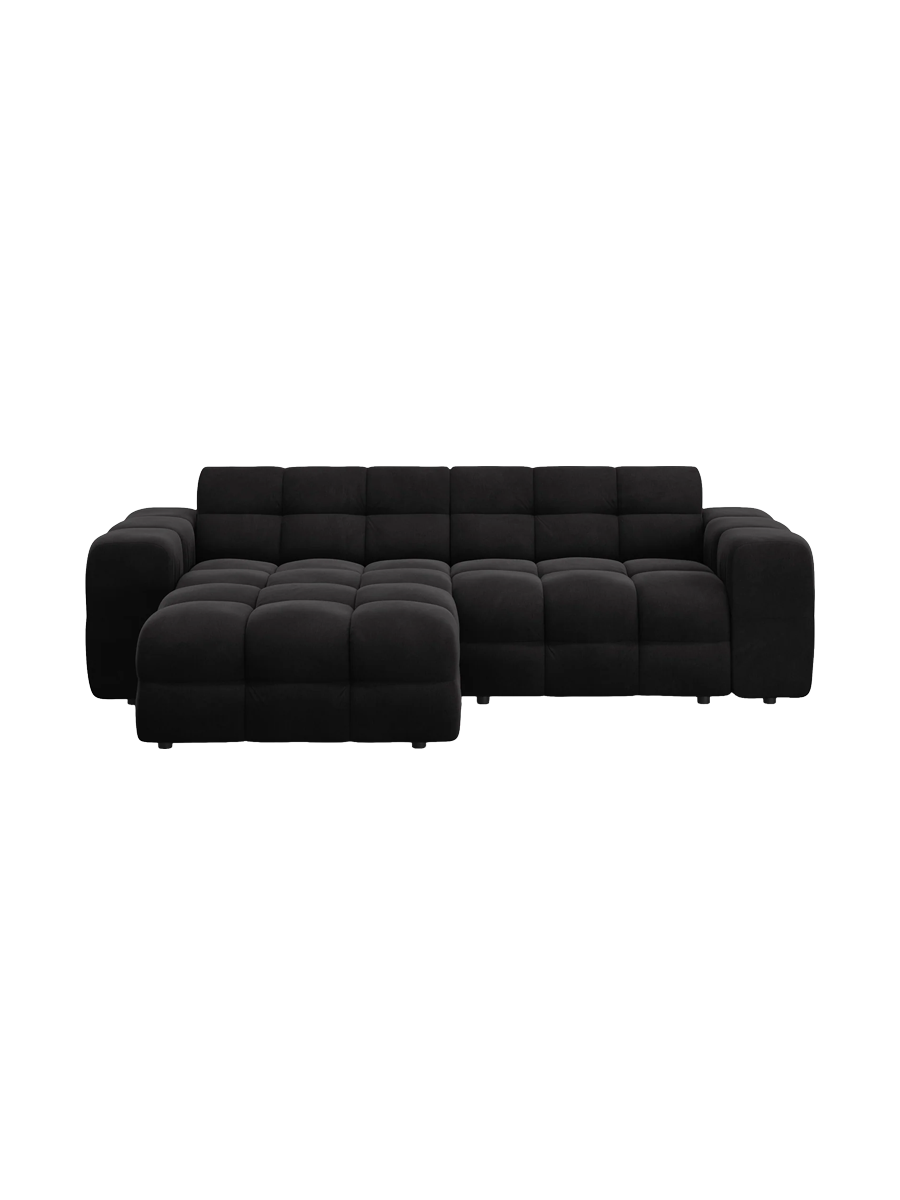 
Design Ecksofa „Kendal“ (4-Sitzer) - Samt Schwarz / Eckteil links