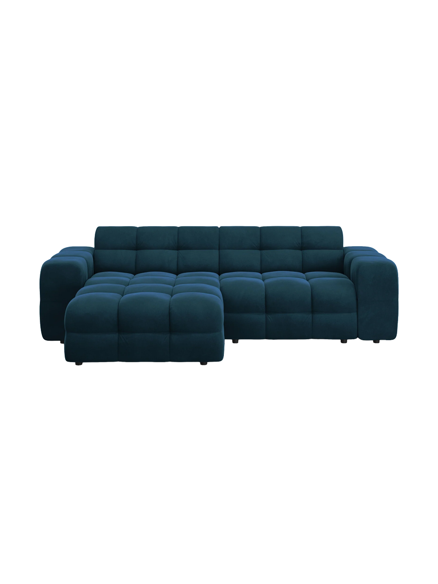 
Design Ecksofa „Kendal“ (4-Sitzer) - Samt Marineblau / Eckteil links