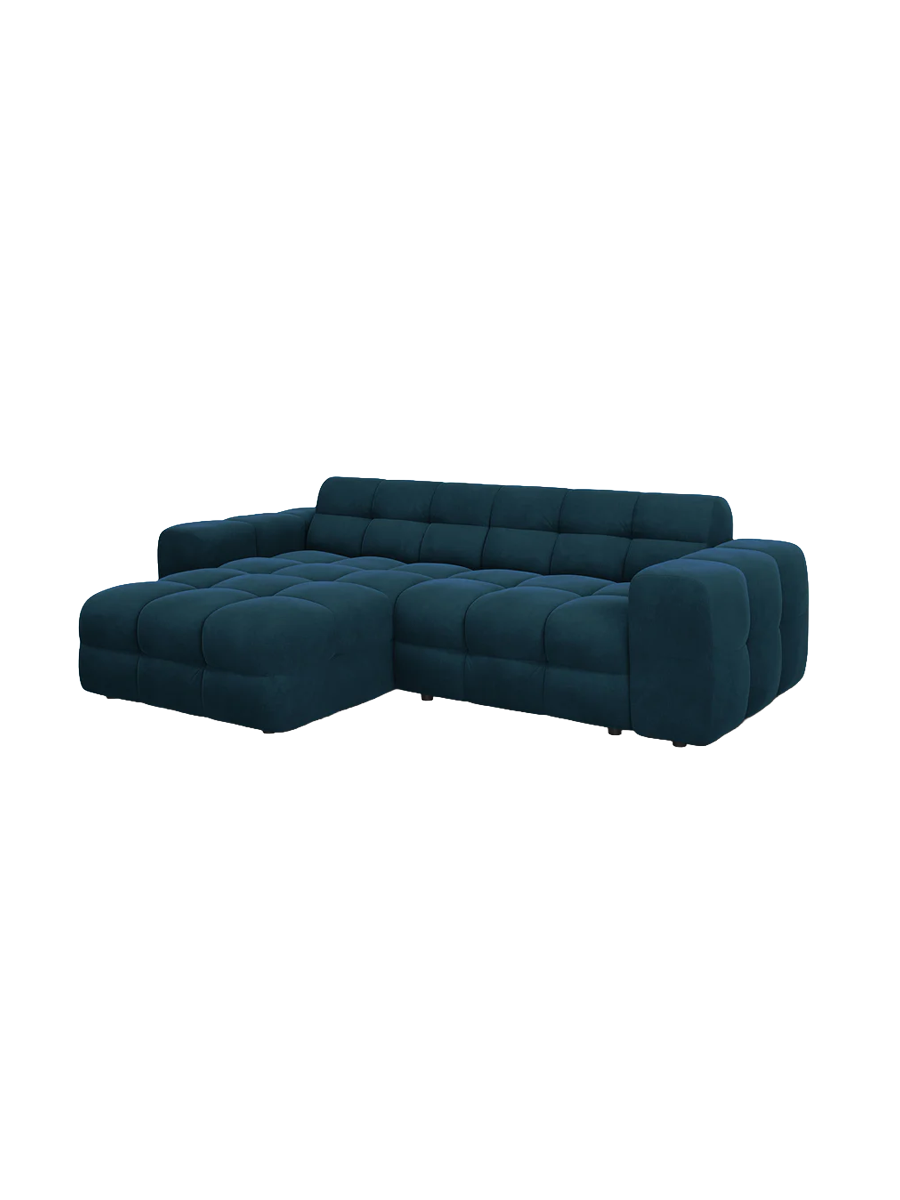 
Design Ecksofa „Kendal“ (4-Sitzer) - Samt Marineblau / Eckteil links