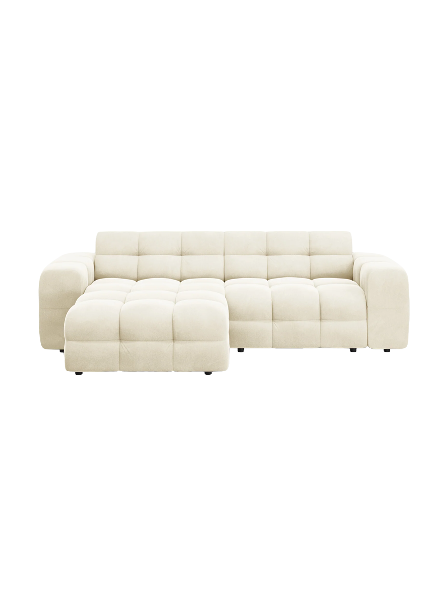 
Design Ecksofa „Kendal“ (4-Sitzer) - Samt Elfenbein / Eckteil links