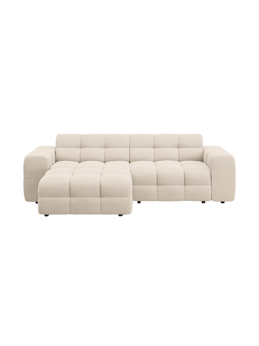 
Design Ecksofa „Kendal“ (4-Sitzer) - Strukturstoff Beige hell / Eckteil links