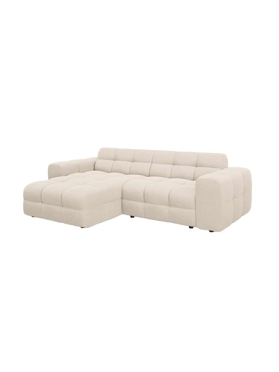 
Design Ecksofa „Kendal“ (4-Sitzer) - Strukturstoff Beige hell / Eckteil links