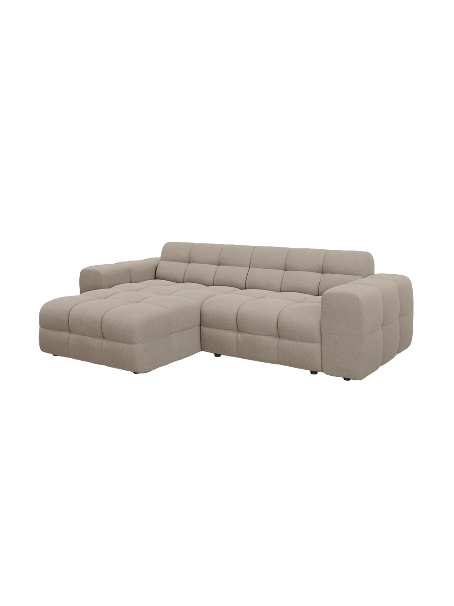 
Design Ecksofa „Kendal“ (4-Sitzer) - Strukturstoff Beige dunkel / Eckteil links