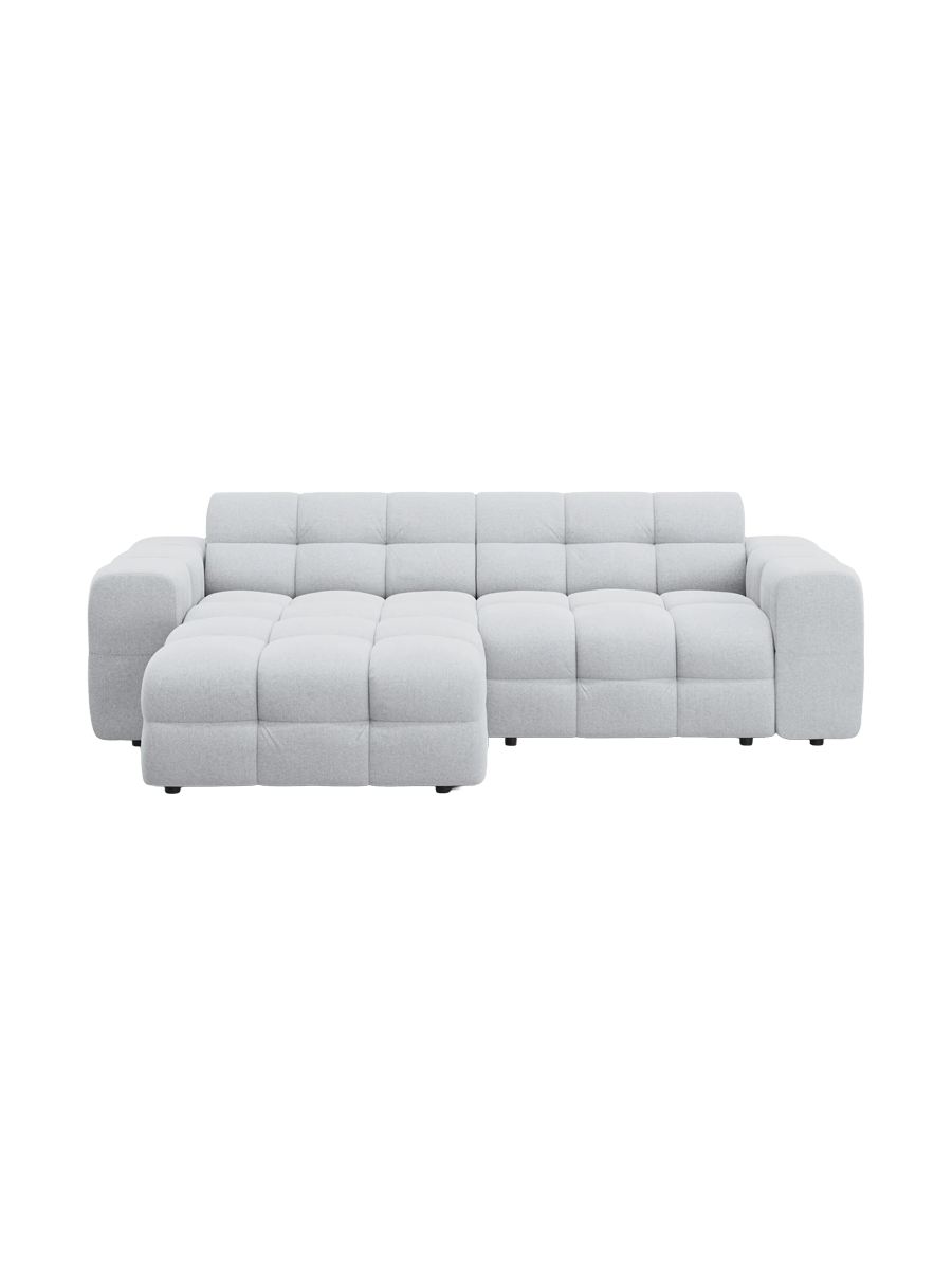 
Design Ecksofa „Kendal“ (4-Sitzer) - Strukturstoff Hellgrau / Eckteil links