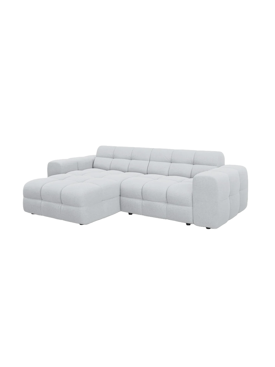 
Design Ecksofa „Kendal“ (4-Sitzer) - Strukturstoff Hellgrau / Eckteil links