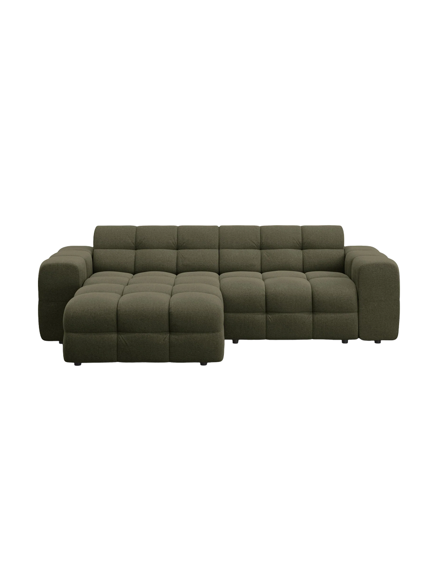
Design Ecksofa „Kendal“ (4-Sitzer) - Strukturstoff Grün / Eckteil links