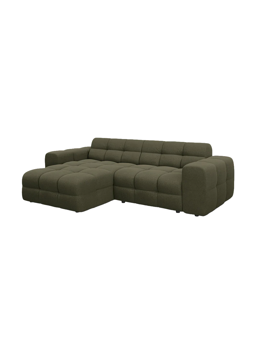
Design Ecksofa „Kendal“ (4-Sitzer) - Strukturstoff Grün / Eckteil links