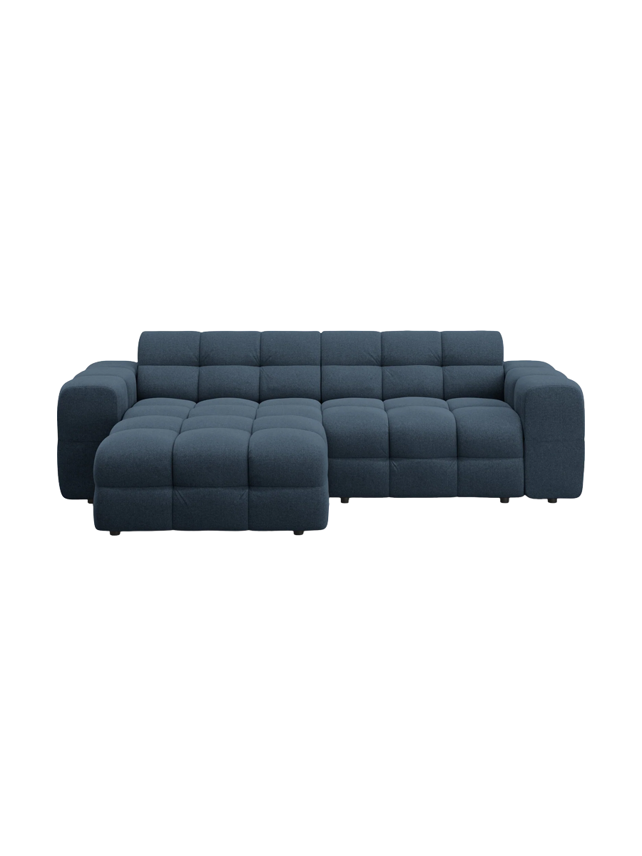 
Design Ecksofa „Kendal“ (4-Sitzer) - Strukturstoff Marineblau / Eckteil links