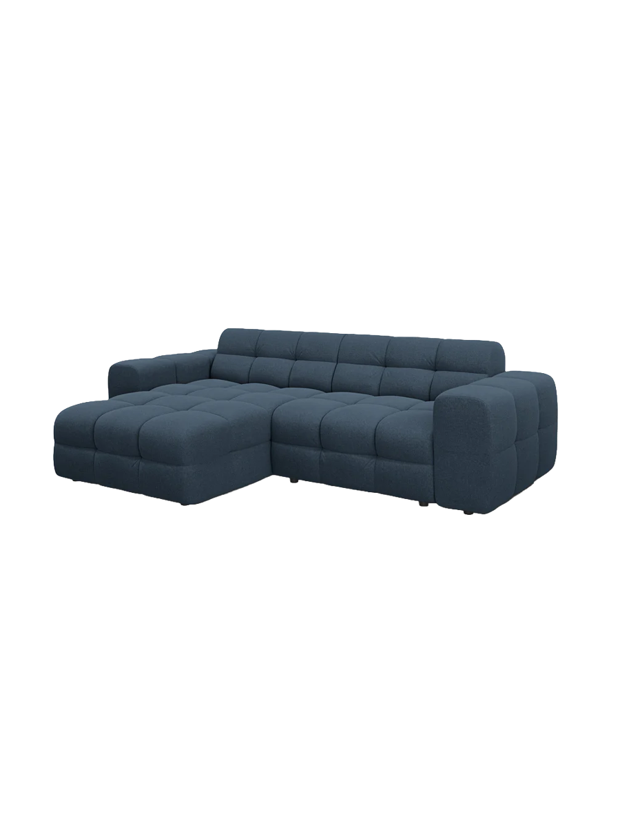 
Design Ecksofa „Kendal“ (4-Sitzer) - Strukturstoff Marineblau / Eckteil links