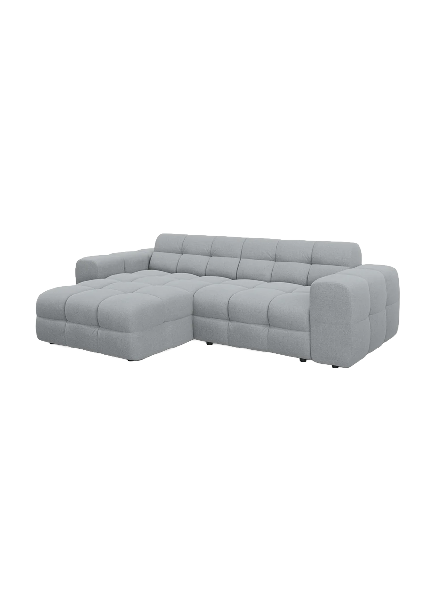 
Design Ecksofa „Kendal“ (4-Sitzer) - Strukturstoff Platin / Eckteil links