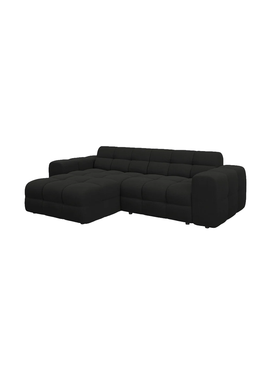 
Design Ecksofa „Kendal“ (4-Sitzer) - Strukturstoff Schwarz / Eckteil links