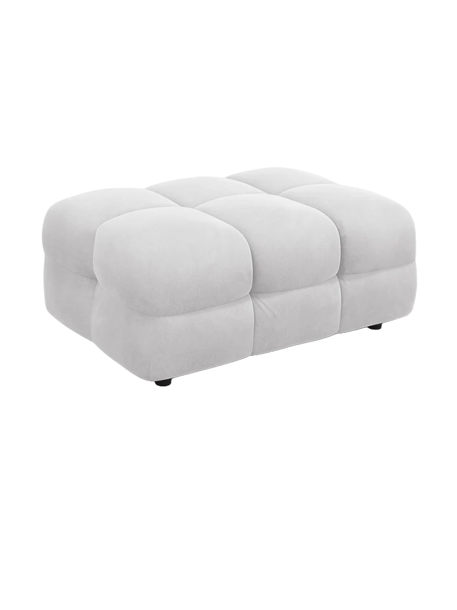 
Design Sitzpouf „Kendal“ - Samt Hellgrau