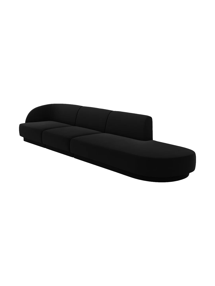 
Modulares Design Sofa mit Ottomane „Miley“ (4-Sitzer) - Samt Schwarz / Ottomane rechts