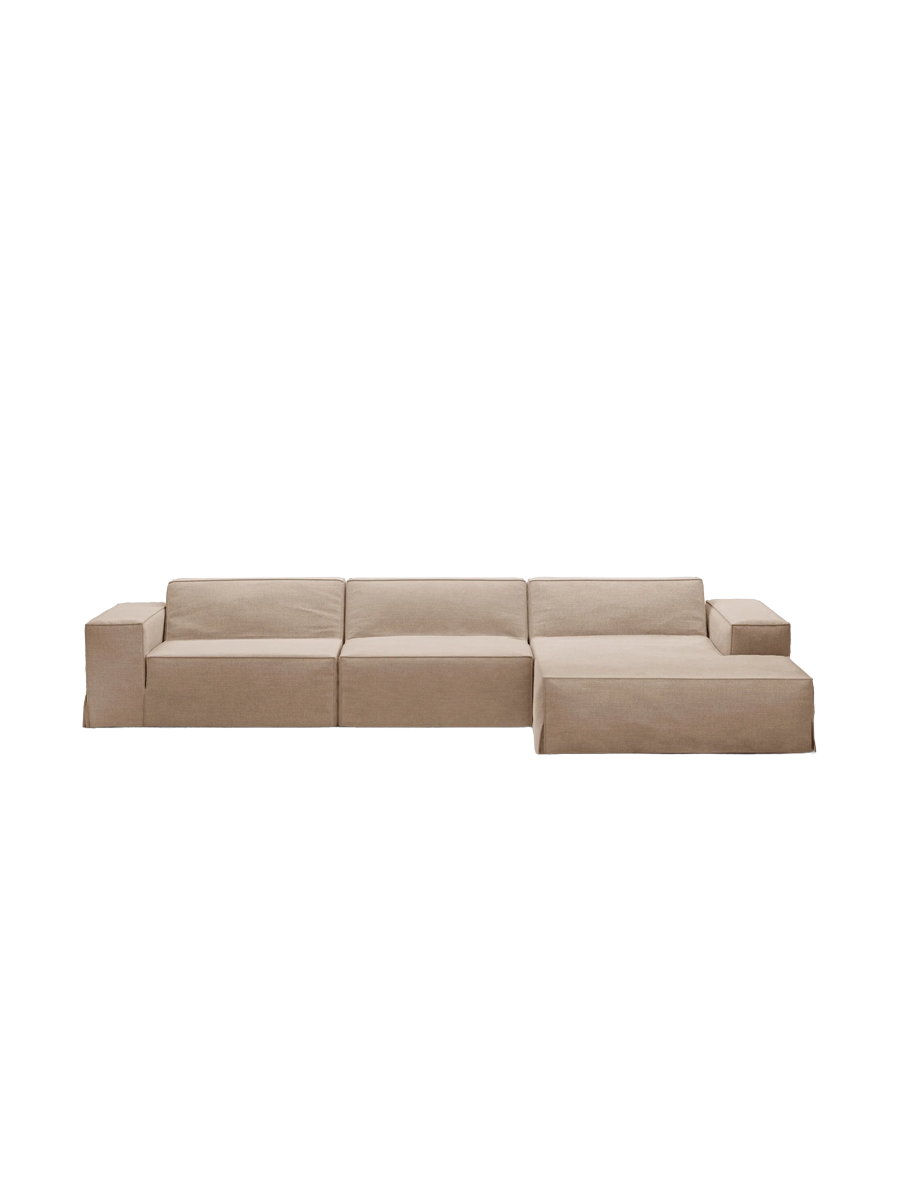 
4-Sitzer Design Sofa „Jodie“ mit abnehmbaren Bezug - Sand / Eckteil rechts