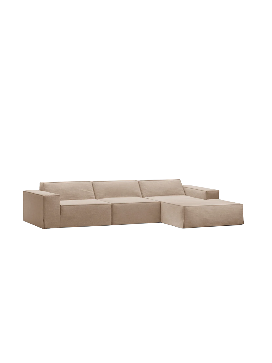 
4-Sitzer Design Sofa „Jodie“ mit abnehmbaren Bezug - Sand / Eckteil rechts