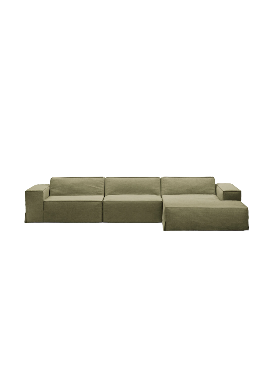 
4-Sitzer Design Sofa „Jodie“ mit abnehmbaren Bezug - Hellgrün / Eckteil rechts