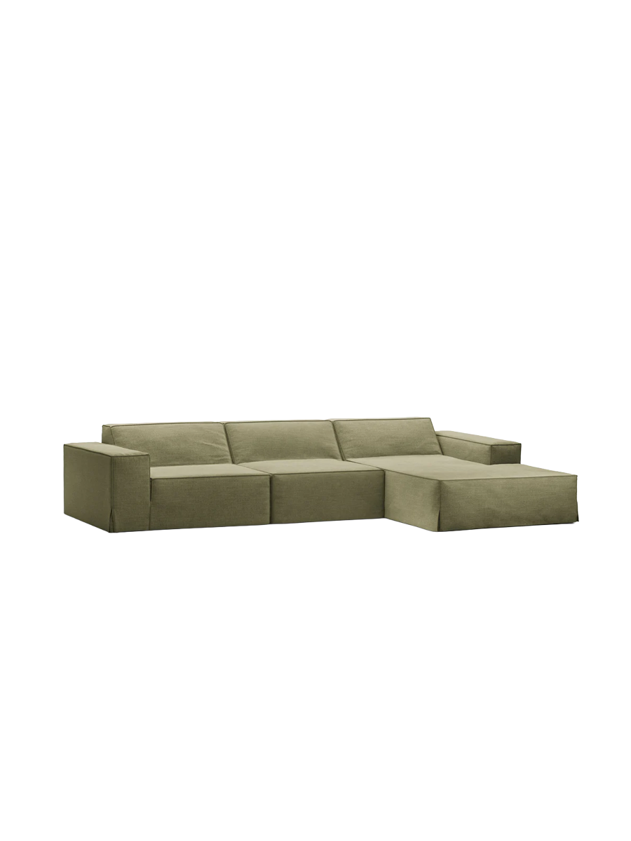 
4-Sitzer Design Sofa „Jodie“ mit abnehmbaren Bezug - Hellgrün / Eckteil rechts