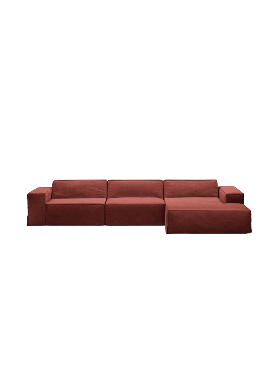
4-Sitzer Design Sofa „Jodie“ mit abnehmbaren Bezug - Kirschrot / Eckteil rechts