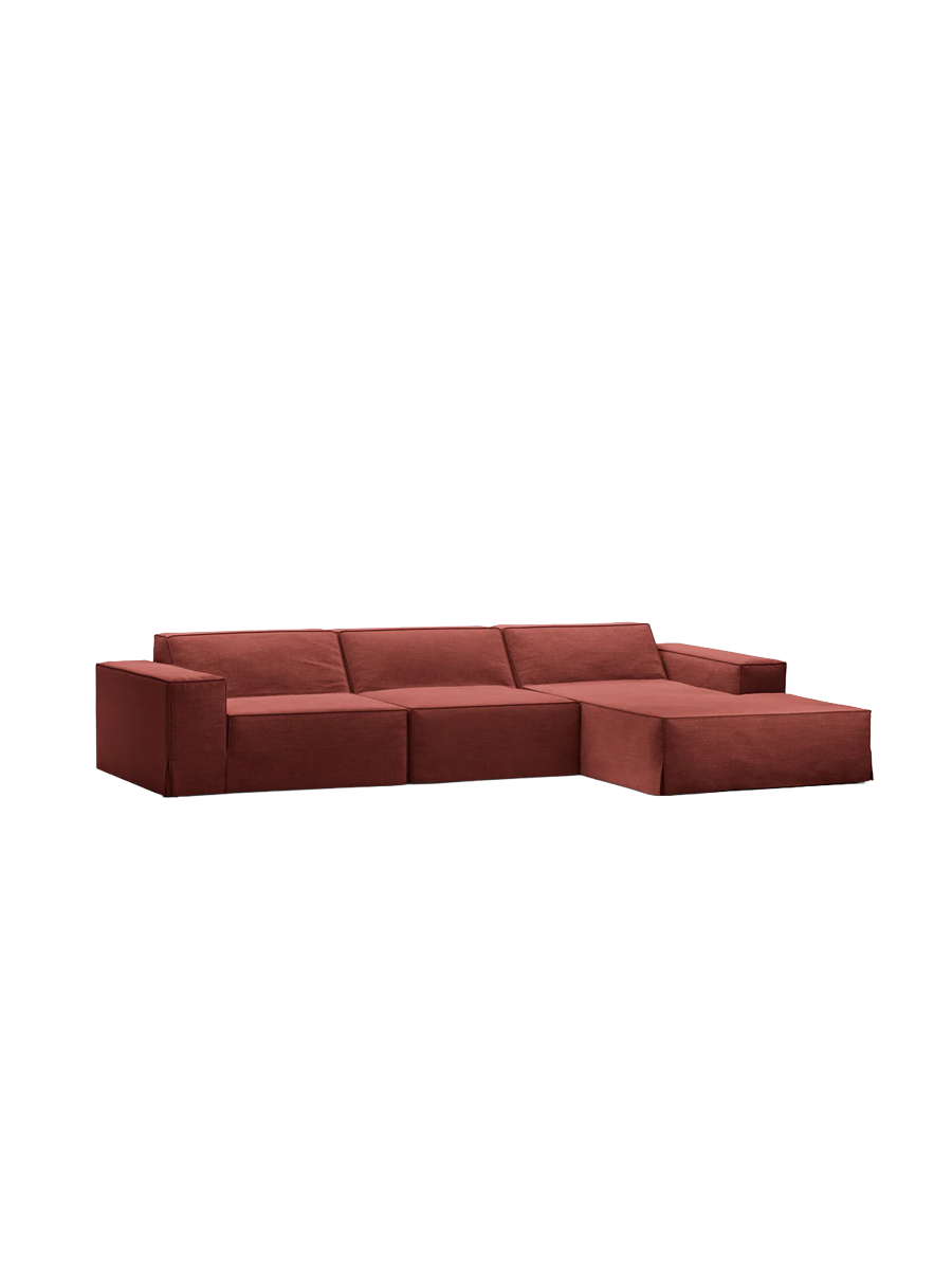 
4-Sitzer Design Sofa „Jodie“ mit abnehmbaren Bezug - Kirschrot / Eckteil rechts