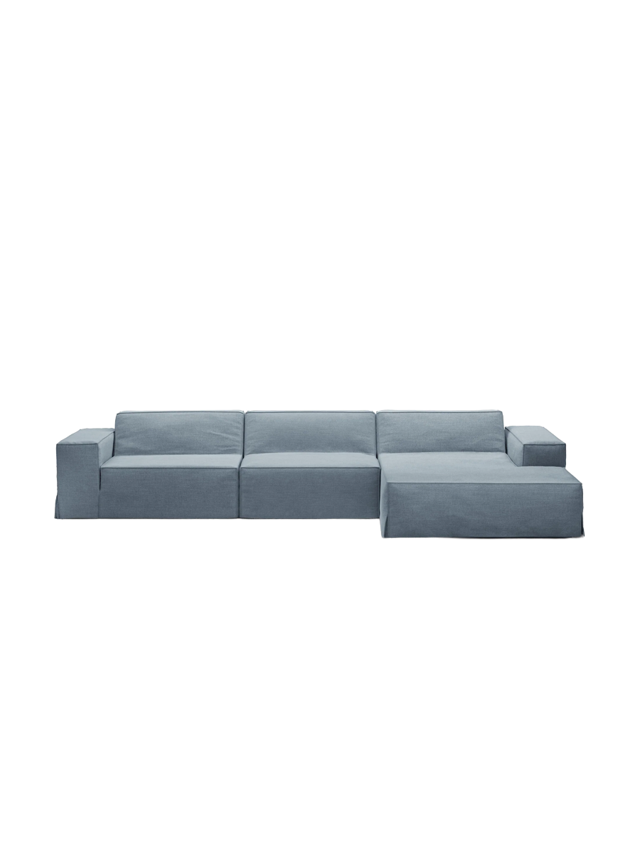 
4-Sitzer Design Sofa „Jodie“ mit abnehmbaren Bezug - Hellblau / Eckteil rechts