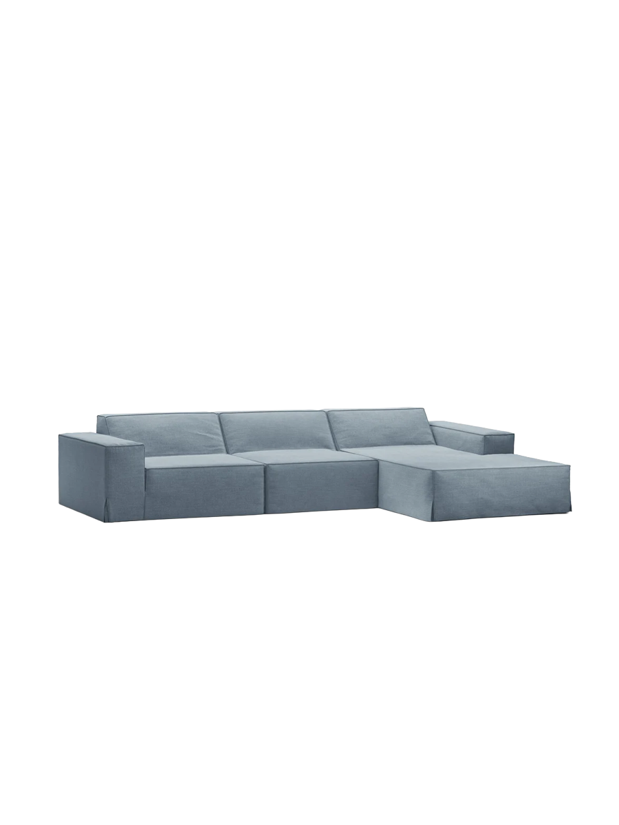 
4-Sitzer Design Sofa „Jodie“ mit abnehmbaren Bezug - Hellblau / Eckteil rechts
