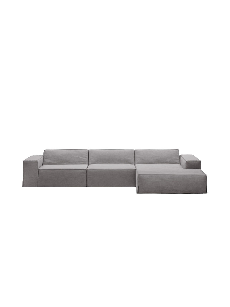 
4-Sitzer Design Sofa „Jodie“ mit abnehmbaren Bezug - Grau / Eckteil rechts