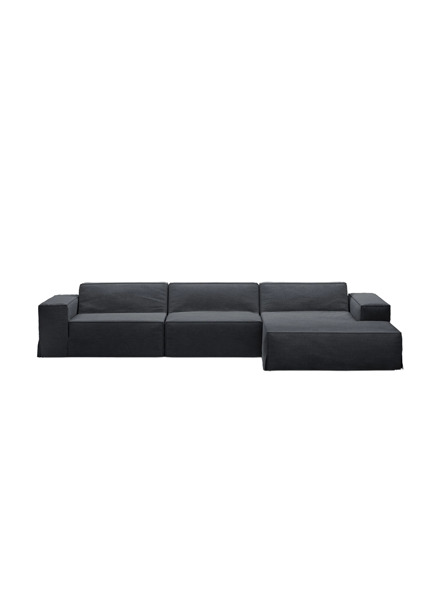 
4-Sitzer Design Sofa „Jodie“ mit abnehmbaren Bezug - Graublau / Eckteil rechts
