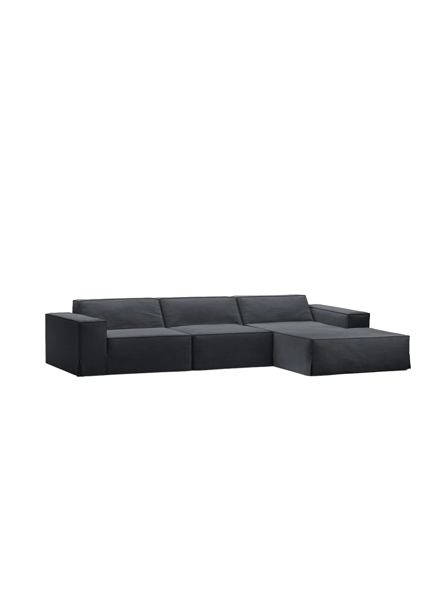 
4-Sitzer Design Sofa „Jodie“ mit abnehmbaren Bezug - Graublau / Eckteil rechts