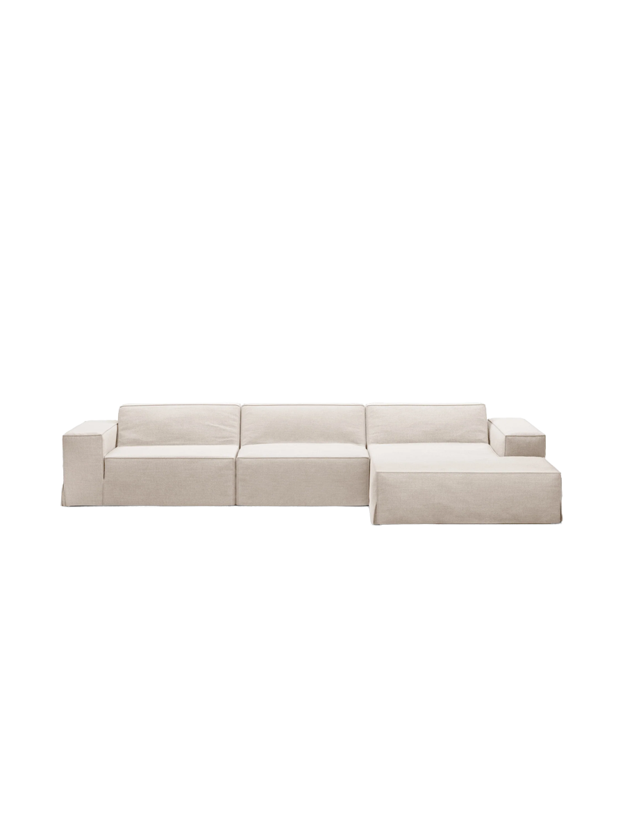 
4-Sitzer Design Sofa „Jodie“ mit abnehmbaren Bezug - Beige / Eckteil rechts
