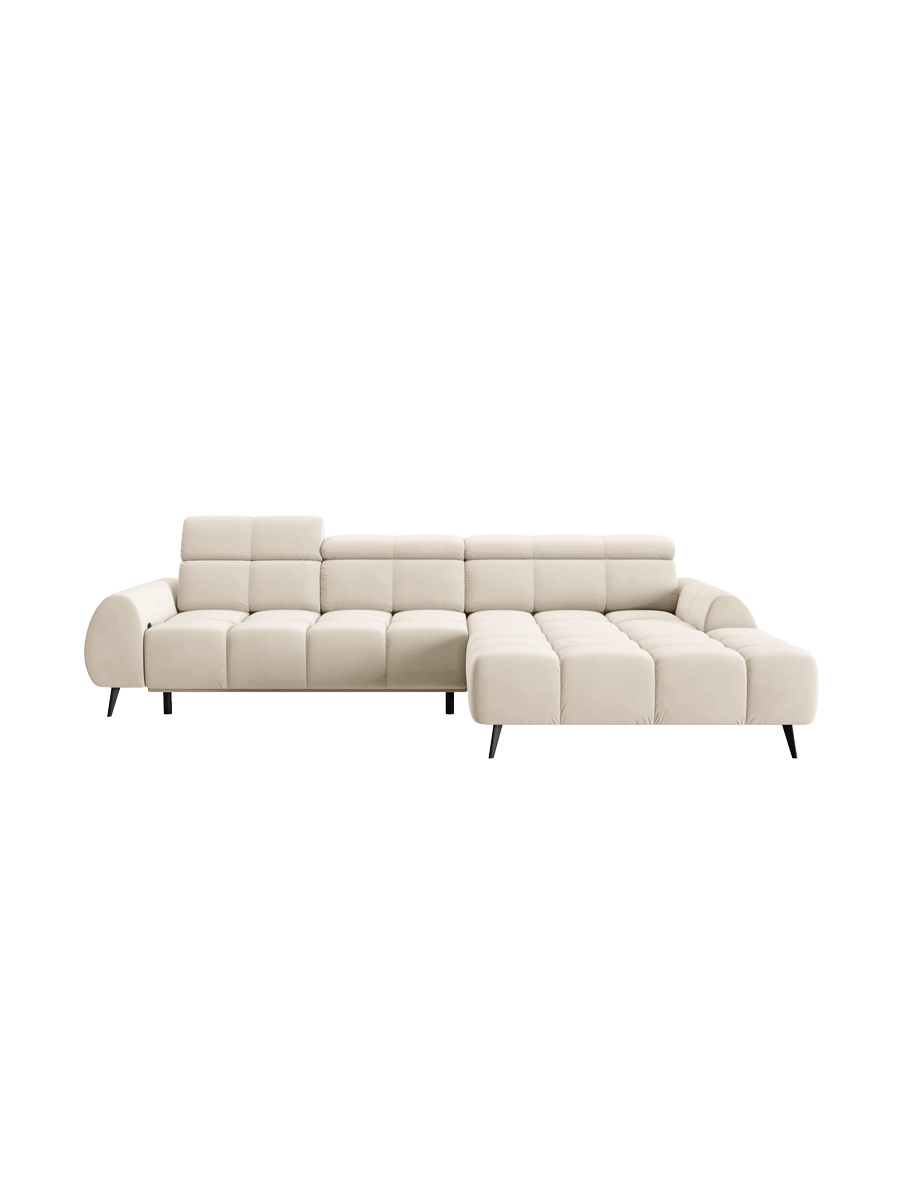 
Design Ecksofa „Alyse“ mit Relaxfunktion - Samt Soft Beige / Eckteil rechts
