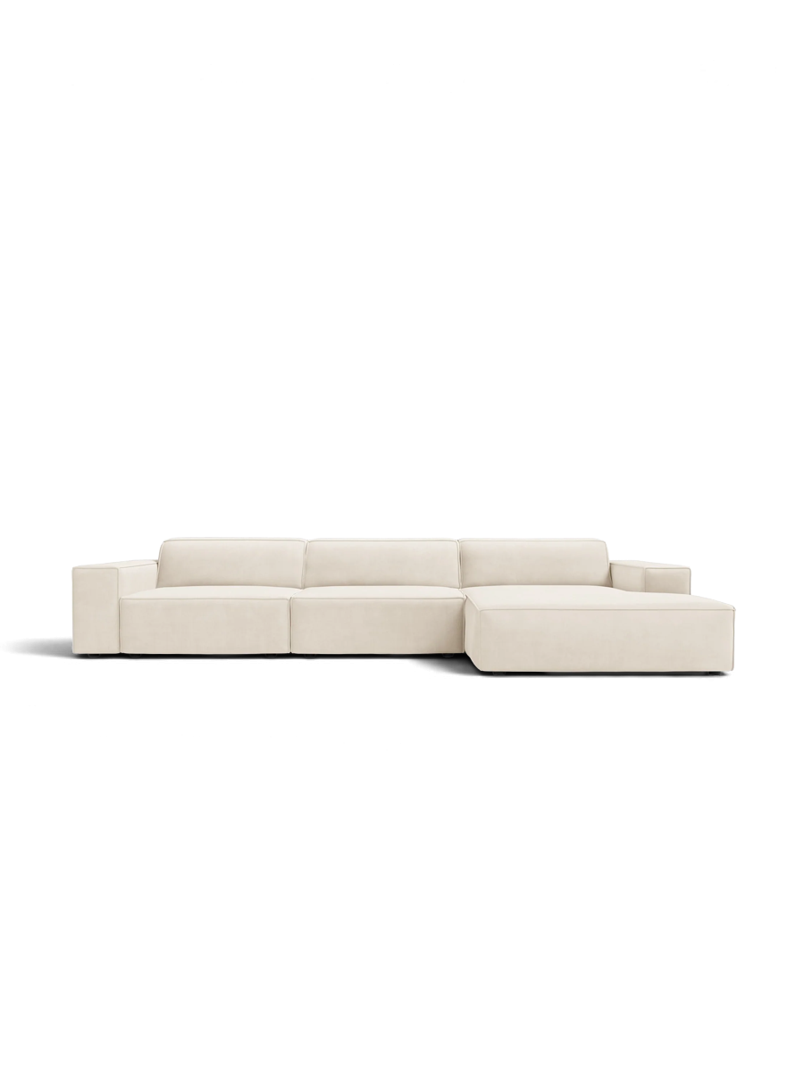 
Canapé d'angle design 4 places « Jodie » - Revêtement velours beige doux / Élément d'angle gauche