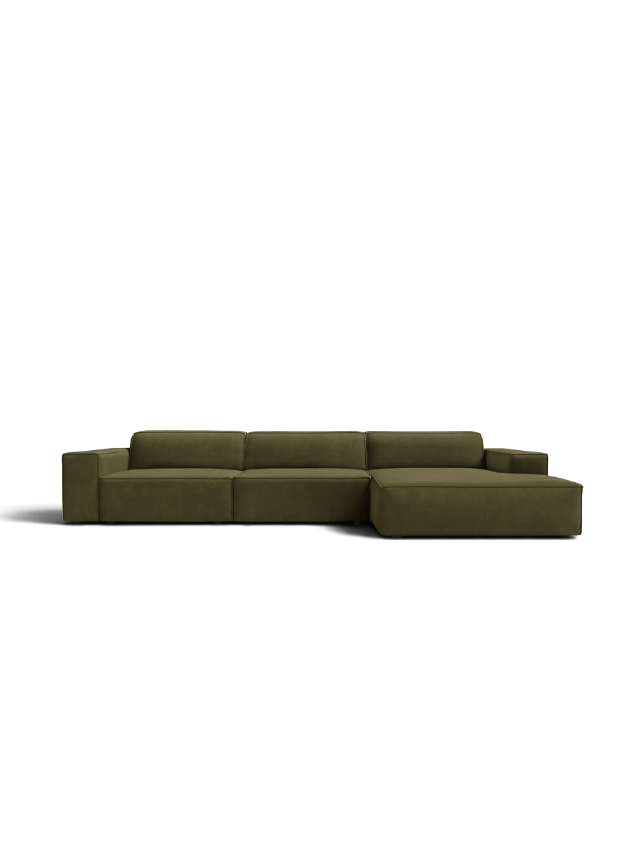 
Canapé d'angle design 4 places « Jodie » - Revêtement velours beige doux / Élément d'angle gauche