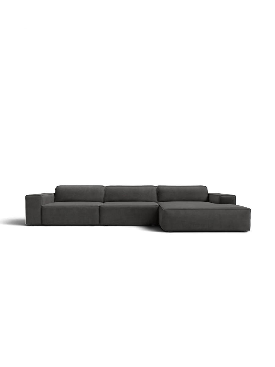 
Canapé d'angle design 4 places « Jodie » - Revêtement velours beige doux / Élément d'angle gauche