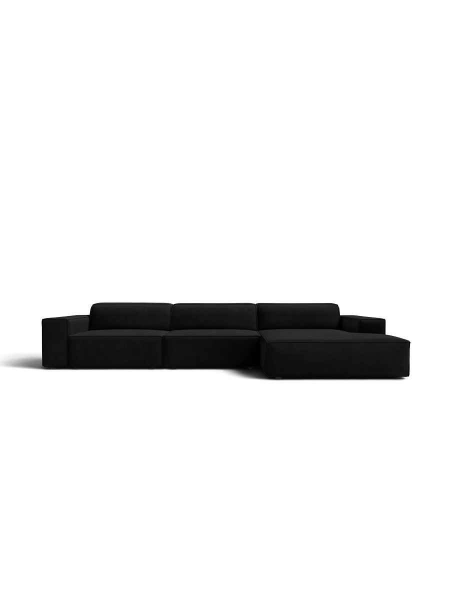 
Canapé d'angle design 4 places « Jodie » - Revêtement velours beige doux / Élément d'angle gauche