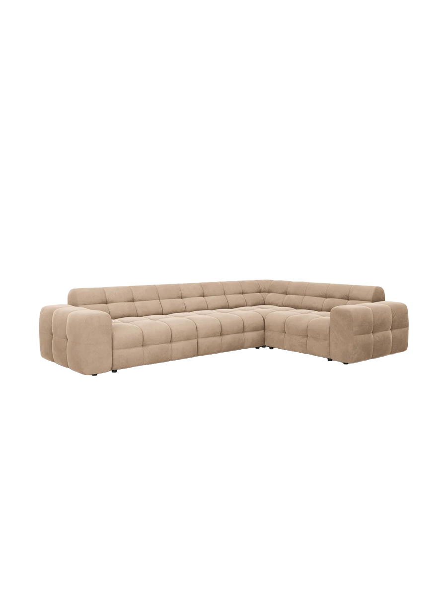 
Design Ecksofa „Kendal“ (6-Sitzer) - Samt Marineblau / Eckteil rechts