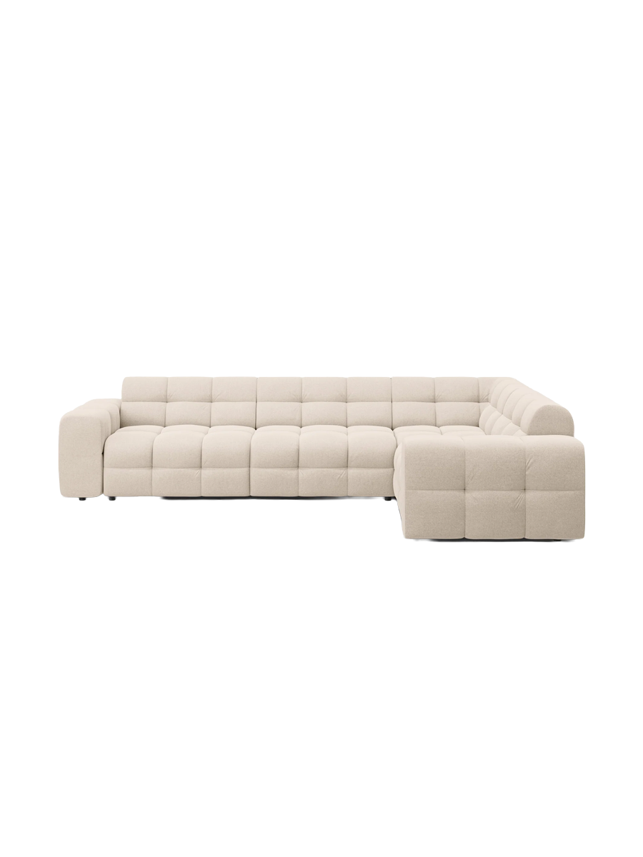 
Design Ecksofa „Kendal“ (6-Sitzer) - Strukturstoff Beige hell / Eckteil rechts