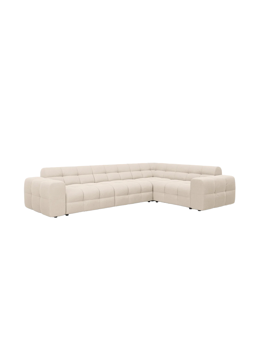 
Design Ecksofa „Kendal“ (6-Sitzer) - Strukturstoff Beige hell / Eckteil rechts