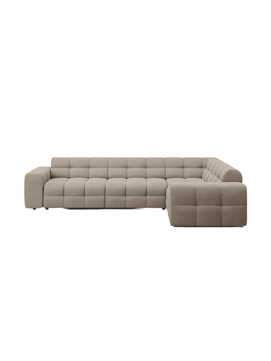 
Design Ecksofa „Kendal“ (6-Sitzer) - Strukturstoff Beige dunkel / Eckteil rechts