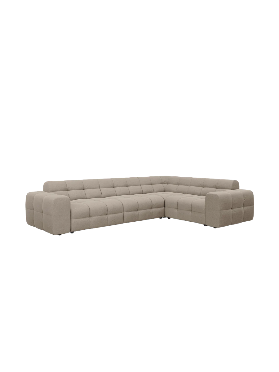 
Design Ecksofa „Kendal“ (6-Sitzer) - Strukturstoff Beige dunkel / Eckteil rechts
